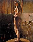 Standing Canvas Paintings - Standing Nude